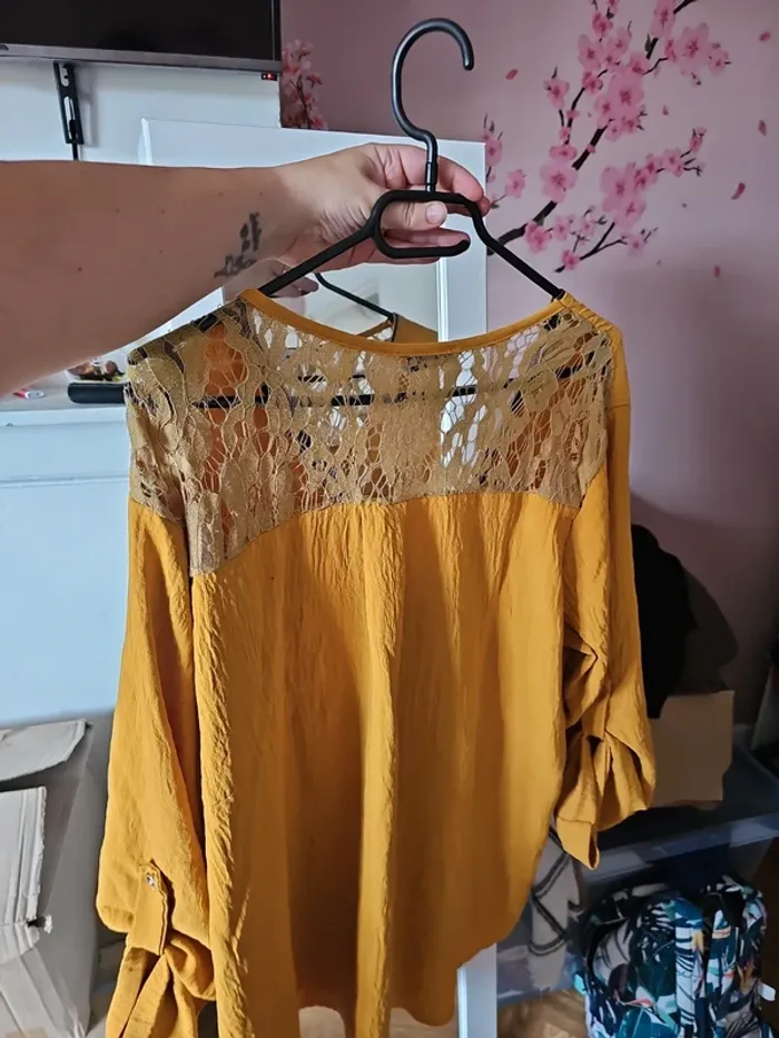 Blouse manche 3/4 ocre t46 - photo numéro 4