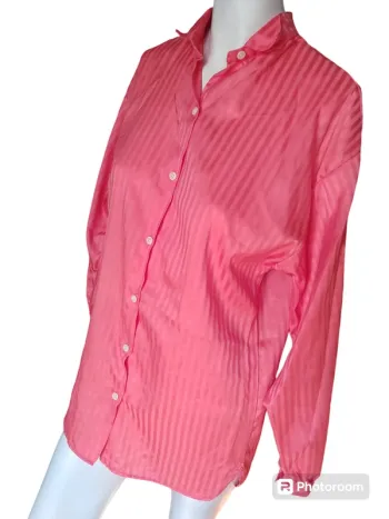 Chemisier chemise top tunique printemps automne rayé rayures stripes corail rose pink vintage