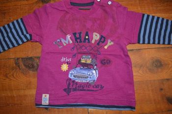 Tee shirt manches longues Catimini 12 mois - 1 an motif voiture