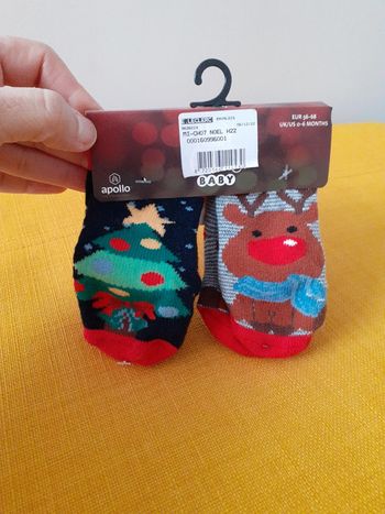 2 paires de chaussettes antidérapantes de Noël pour bébé