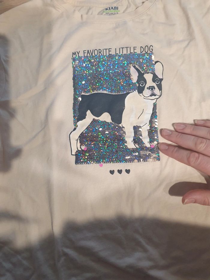 T-shirt bouledogue sequin - photo numéro 2