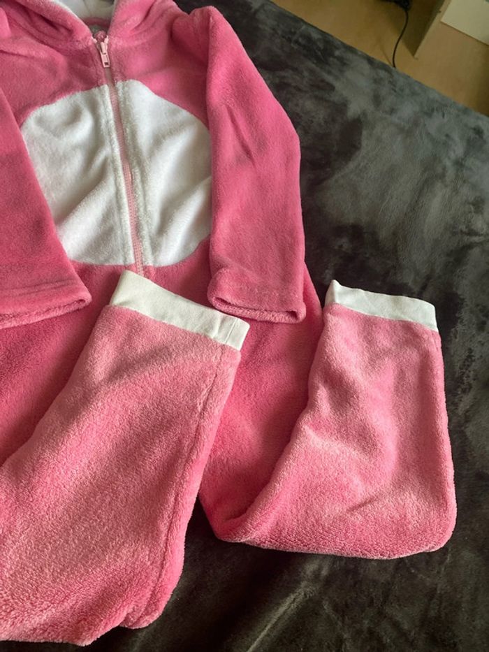 Combinaison de pyjama, rose et blanche, renard rose - photo numéro 4