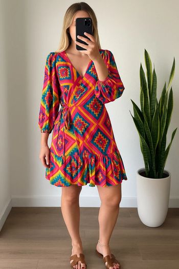 Robe portefeuille à motifs colorés – Taille U – Neuve – Gold & Silver Paris