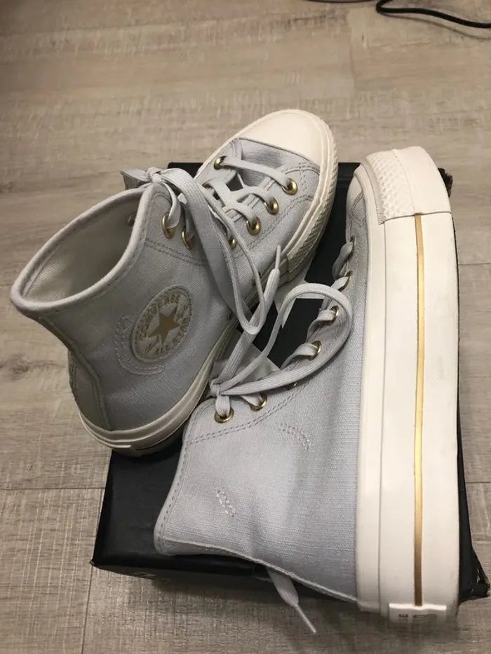 Converse baskets montantes grises et dorées 36·Neuf avec étiquette·Converse - photo numéro 4