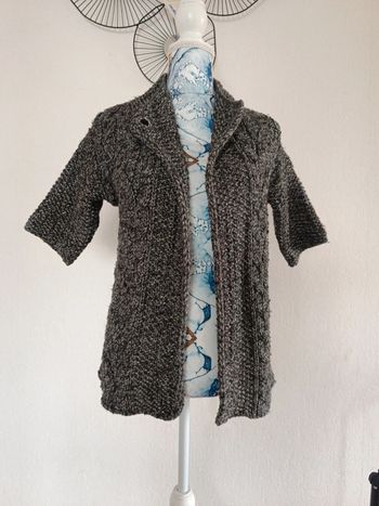 Gilet manches courtes t 36 esprit gris chiné