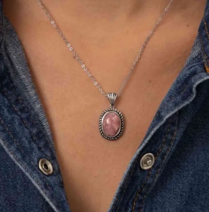 Pendentif argent massif et pierre naturelle
