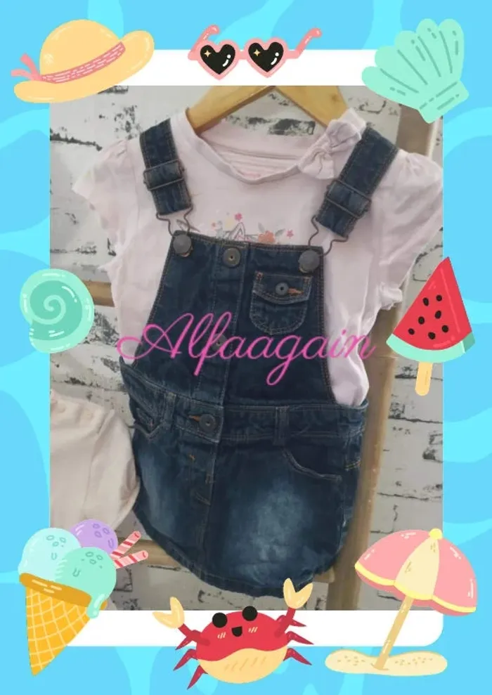Lot salopette robe jean t-shirts 2ans - photo numéro 4