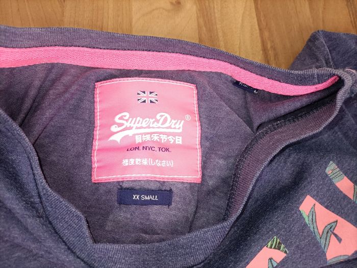 Tee-shirt bleu marine fushia Superdry 12 ans - photo numéro 3