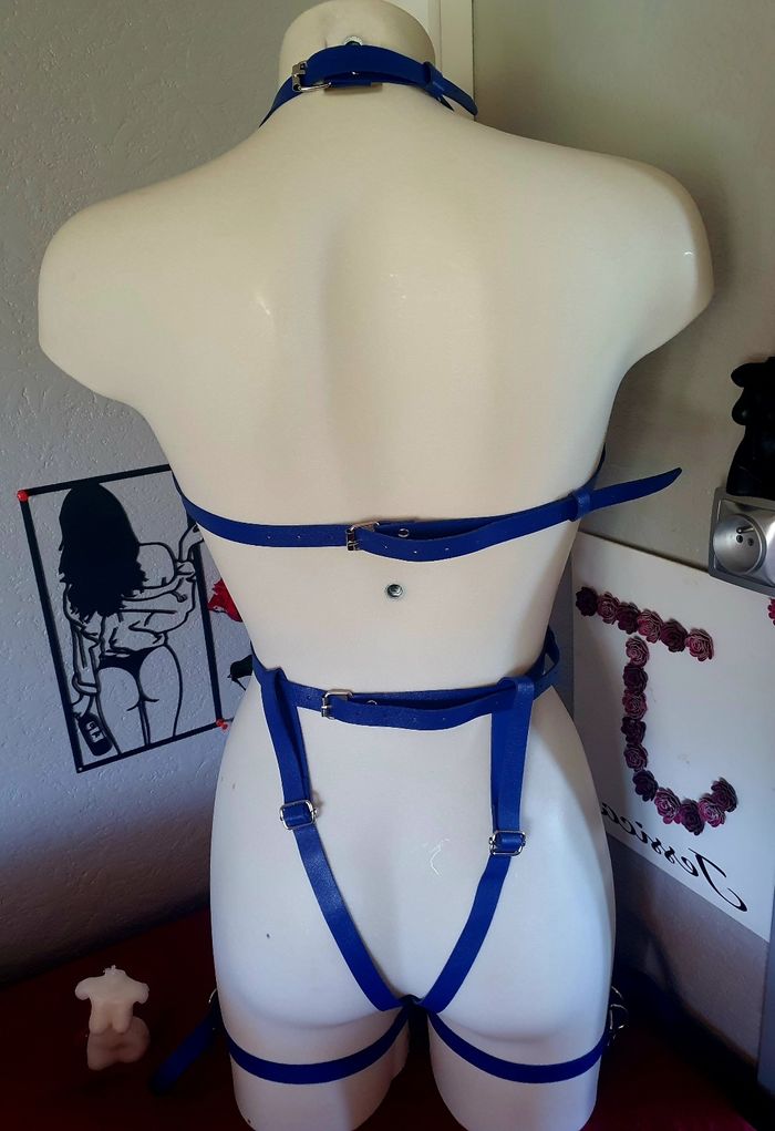 Ceinture de corps corset bleue festival bondage bdsm costume - photo numéro 3