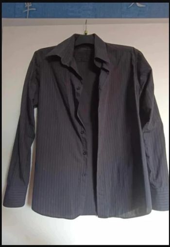 chemise manches longues noire à rayures noire stone park taille S