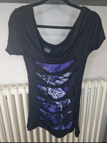 Tee-shirt tunique Alchemy England Gothic noir et violet
