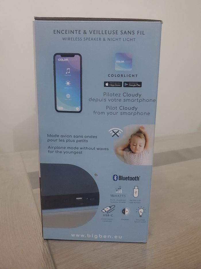 Enceinte & Veilleuse sans Fil  Nuage Color Light BigBen  Cloudy. - photo numéro 2