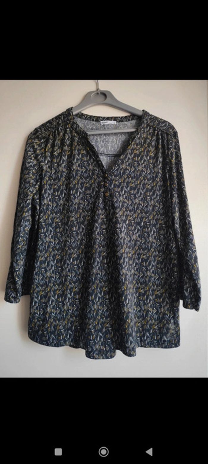 Blouse noire à motifs imprimés taille M Gémo