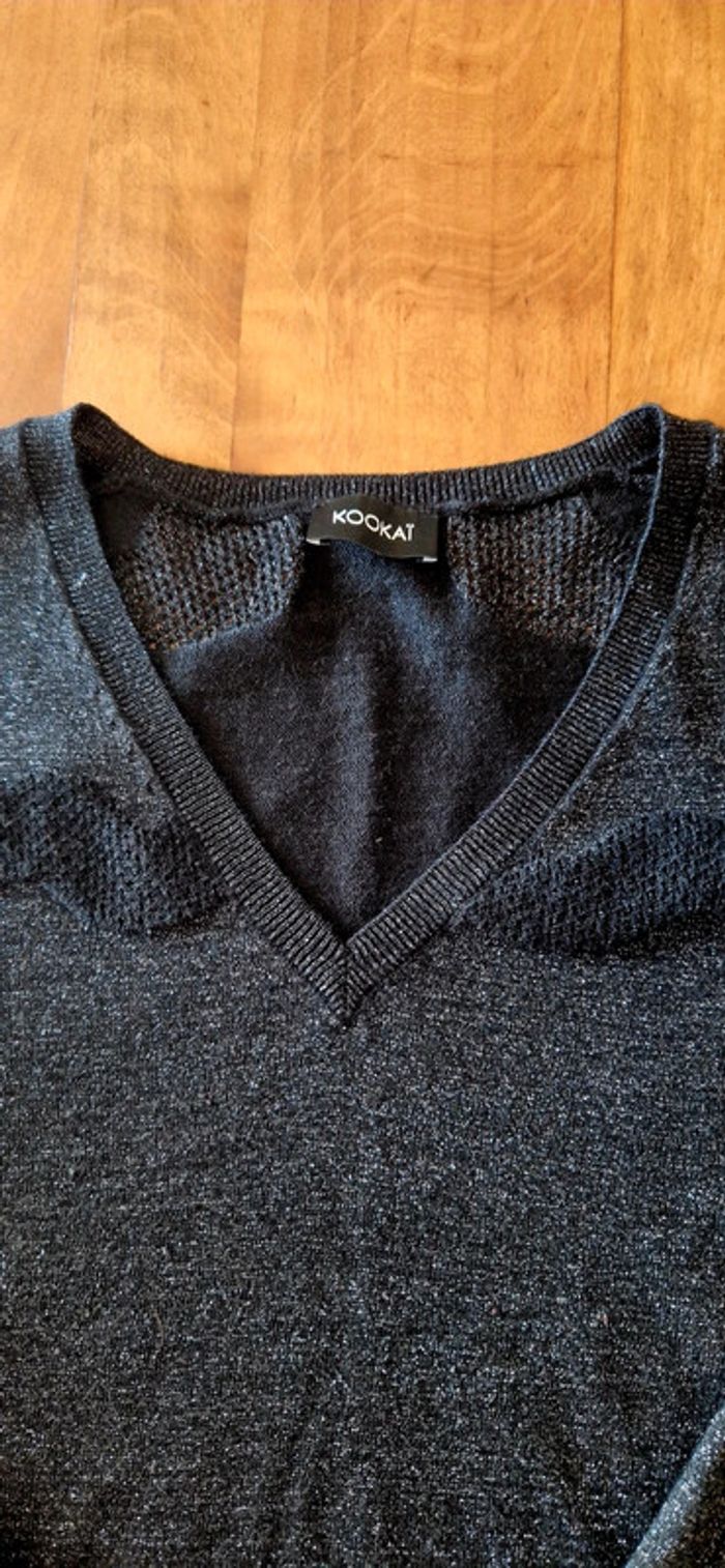 Pull col V, fils argenté - photo numéro 3