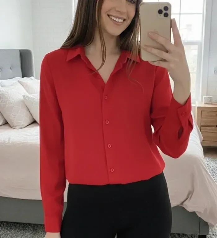 Chemise rouge - Cinelle Boutique - Taille M - Femme - photo numéro 6