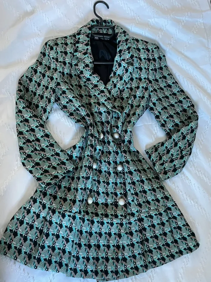 Robe veste blazer tailleur Zara imprimé tweed taille XS - photo numéro 14