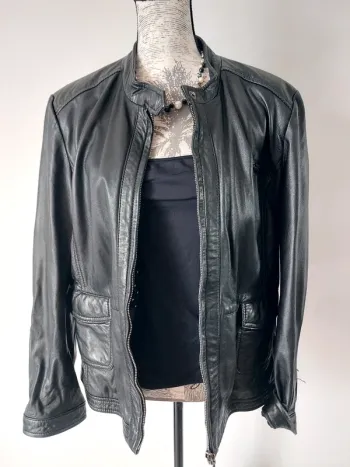 Veste en Cuir Noir