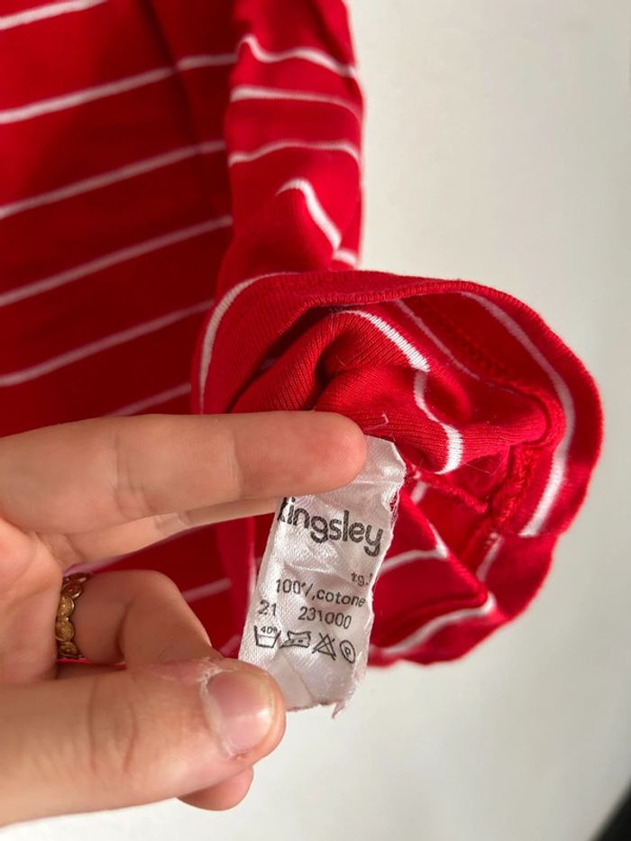 497 - t-shirt rayé blanc et rouge à manches courtes - photo numéro 10