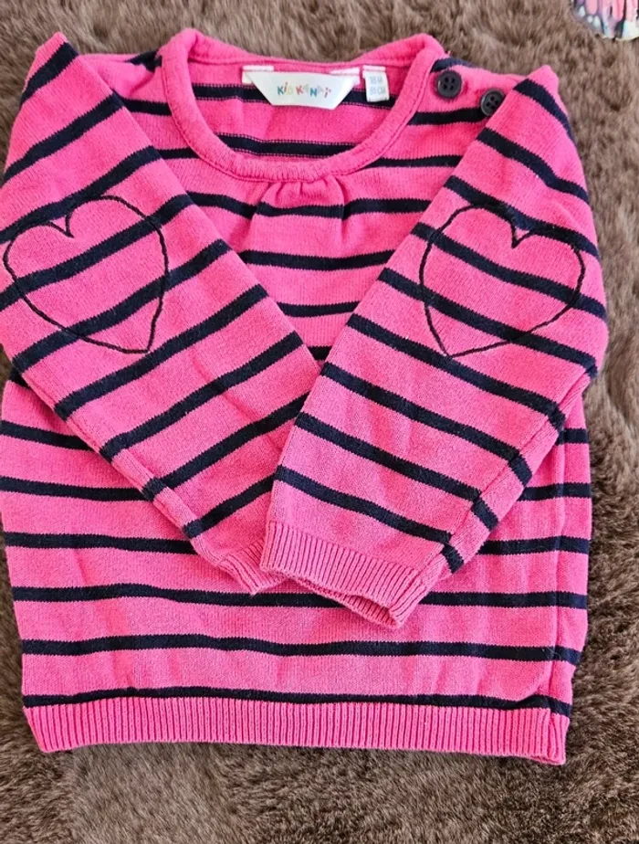 Lot de 2 pull chaud 18 mois fille coeur - photo numéro 3