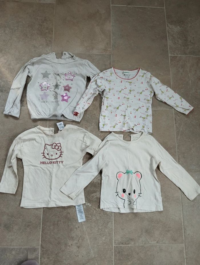 Lot 4 t-shirts manches longues fille 24 mois