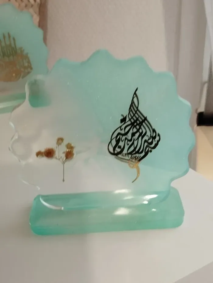 idée cadeau ornement bureau coiffeuse couvre tasse en résine et plantes naturelles abr010