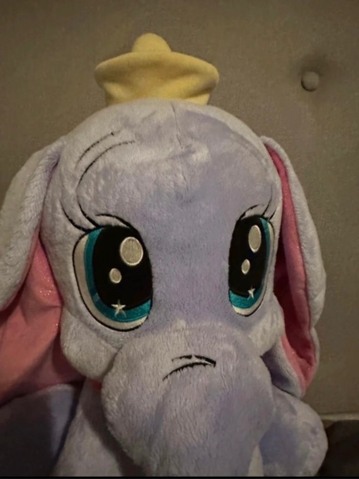 peluche douce Dumbo éléphant violet rose noeud - 25 Cm -Disney - photo numéro 3