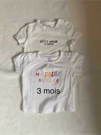 Lot de 2 t-shirt - taille 3 mois