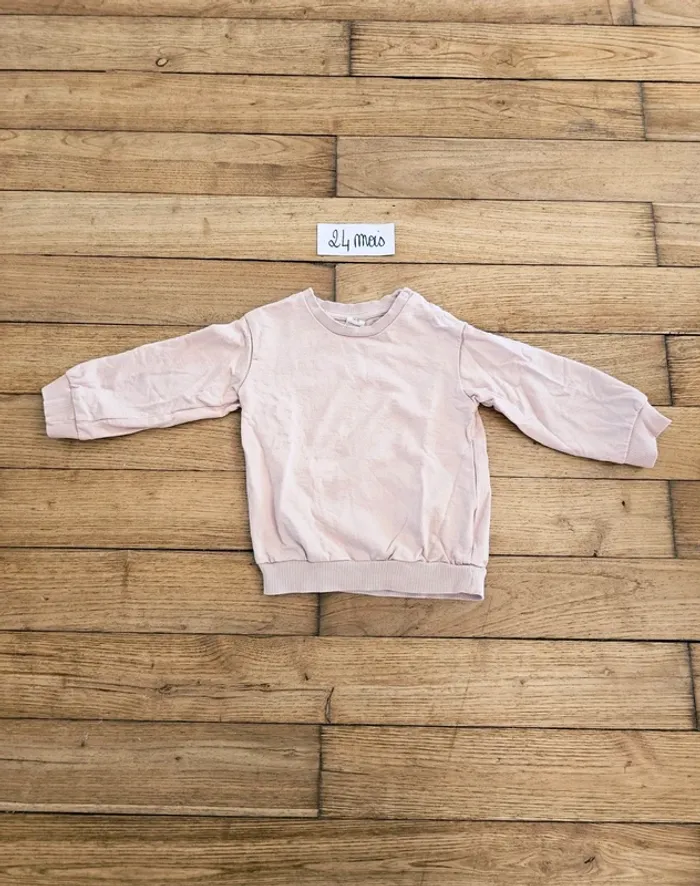 Pull Sweat-shirt sweat jogging rose clair bébé fille ou garçon mixte