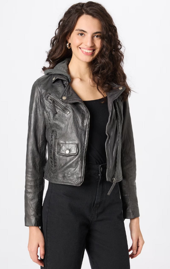 Perfecto en cuir gris entracite rock