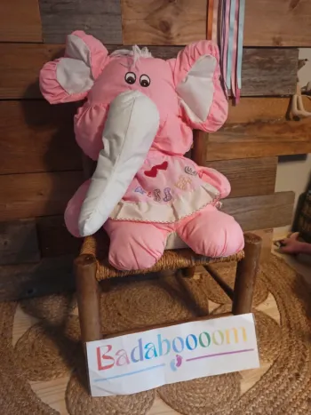 Peluche éléphant rose vintage CP tbe