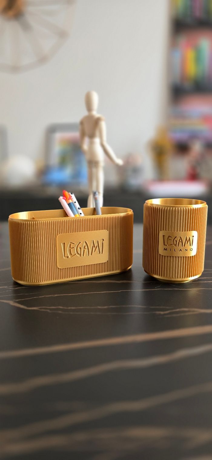 Lot pot à crayons et organiseur Legami doré - photo numéro 2