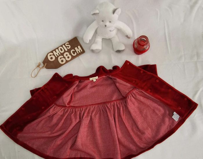 Robe 👣 rouge, douce, in extenso, 6mois/67cm - photo numéro 5