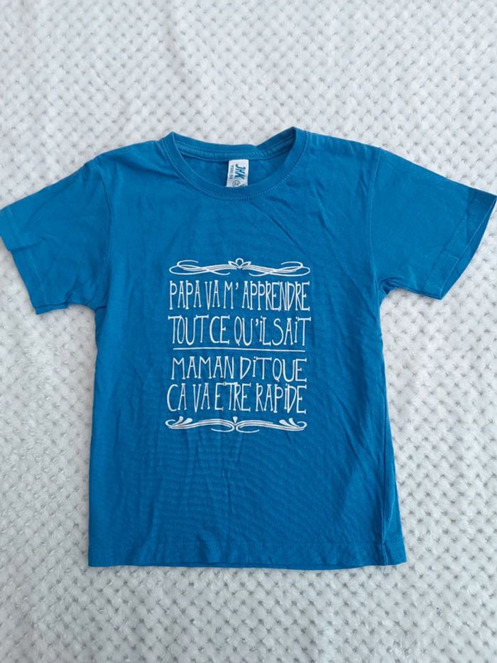 🔸 Tee-shirt bleu humoristique 3 / 4 ans – JHK 🔸