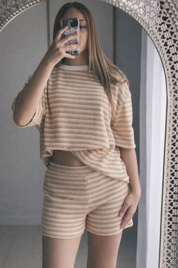 Ensemble short - Marron & Beige - Taille unique 