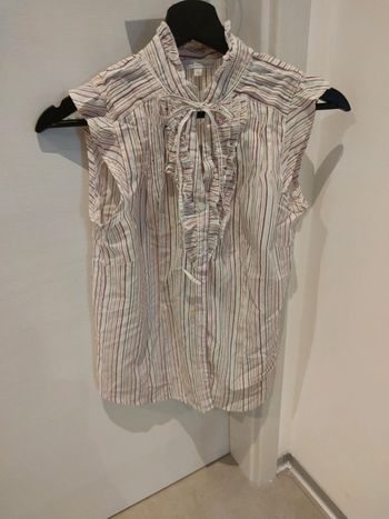 Chemise sans manche rayée rose/marine/moutarde