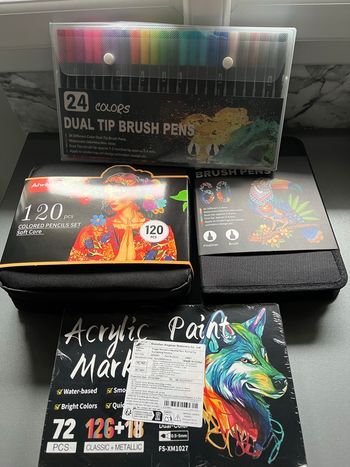 Méga Lot d'Artiste : 120 Crayons, 84 Feutres & 72 Marqueurs Acryliques