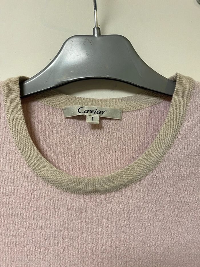 Joli haut rose col crème Caviar taille 36 - photo numéro 3