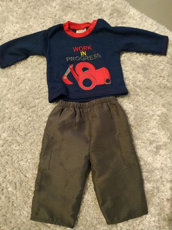 Sweat et pantalon Bleu marine et rouge Gris 6-12 mois