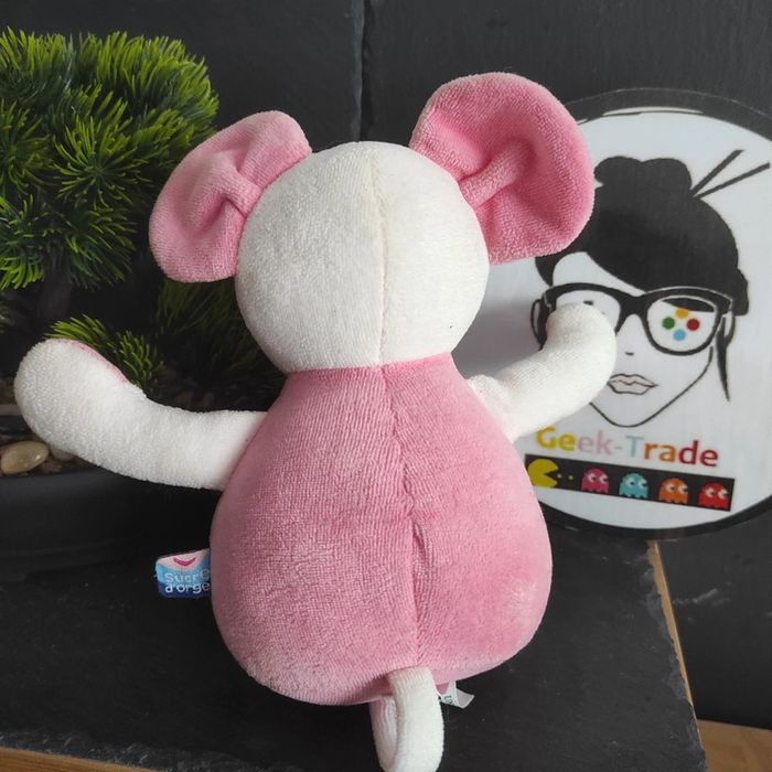 Doudou Peluche Sucre D Orge Souris Blanche Rose Spirale Blanc #geektradedoudou - photo numéro 2