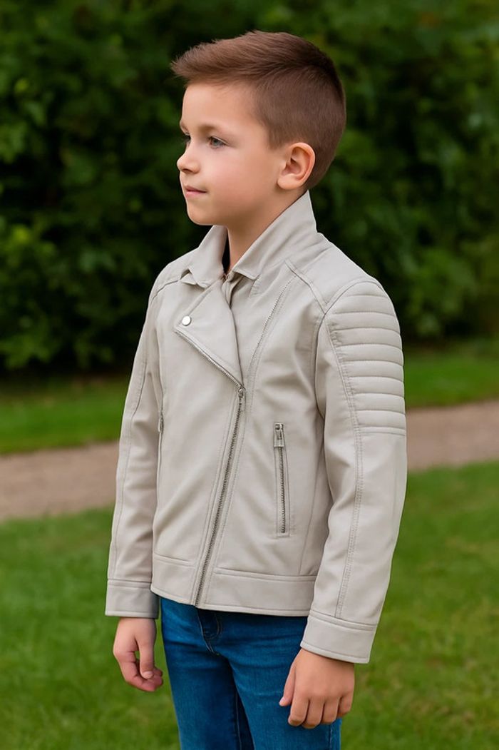 Veste imitation cuir garçon beige