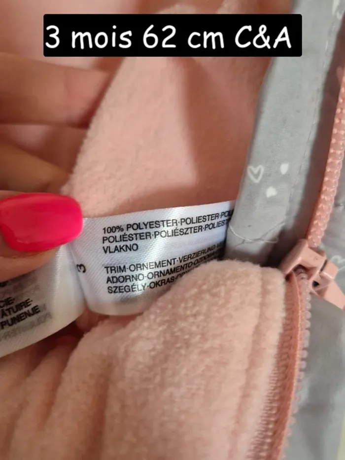 Combi pilote bébé 62 cm 3 mois C&A Disney grise intérieur rose Bambi combinaison - photo numéro 13