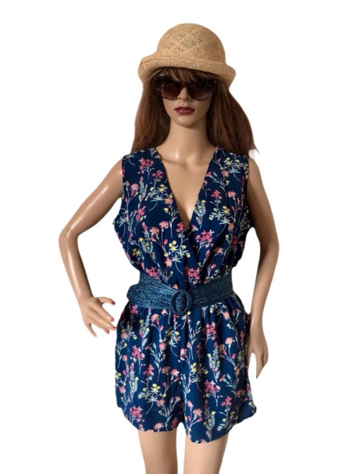 🌸🌿Combi-short marine fleurie coachella boho chic summer festival multicolor floral playsuit🌿🌸 - photo numéro 3