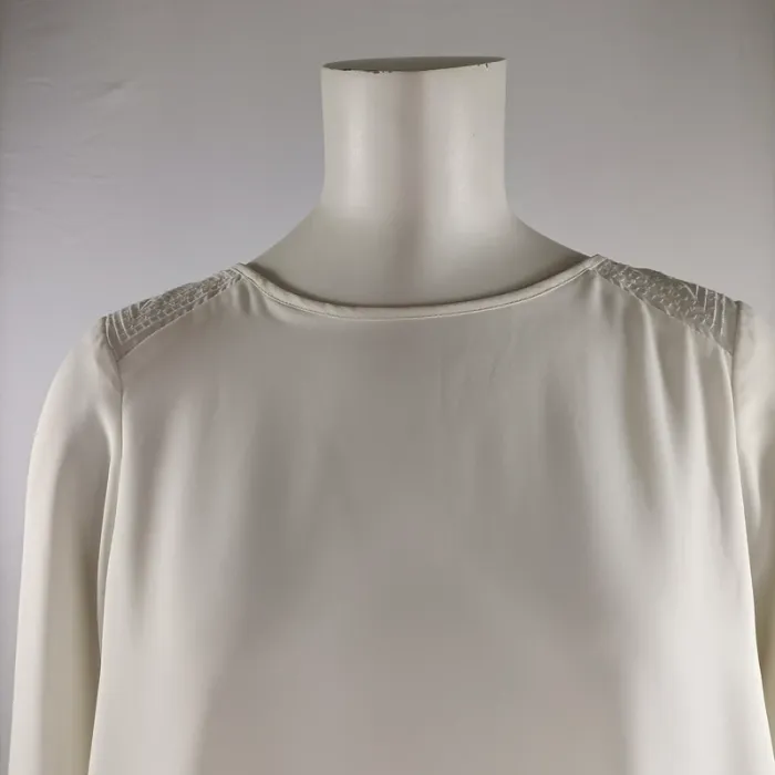 Blouse blanche plissée Vero Moda épaules brodées manches longues fluide taille S A1328 - photo numéro 6