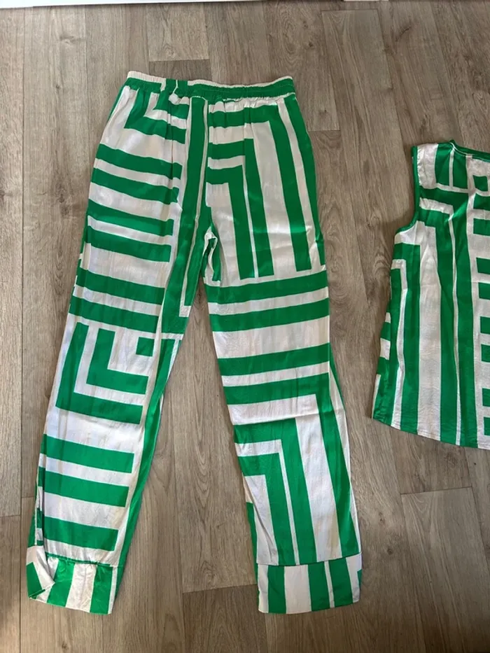 Anonyme ensemble, pantalon+ débardeur, vert et beige. Taille FR. 36. - photo numéro 8