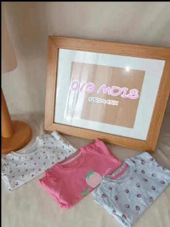 Lot de 3 jolis tee-shirts manches longues neufs fille Primark 0/3 mois