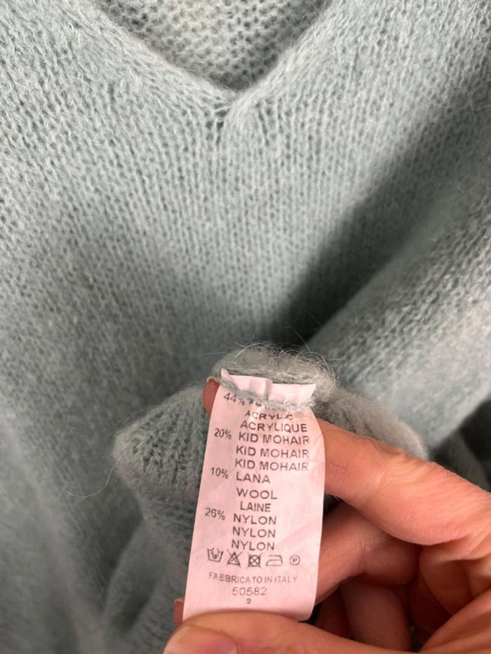 Pull vert d’eau laine et mohair - photo numéro 5