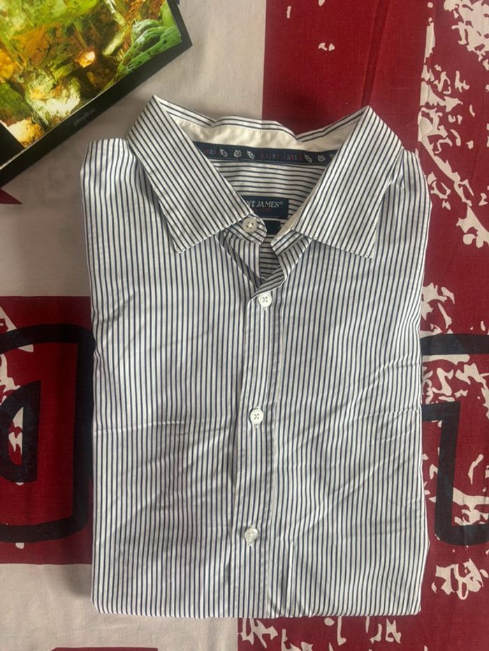 Chemise Saint James taille Xl à rayures blanche et bleu