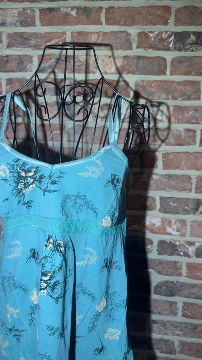 Top débardeur bleu à fleurs Taille S/M - photo numéro 5