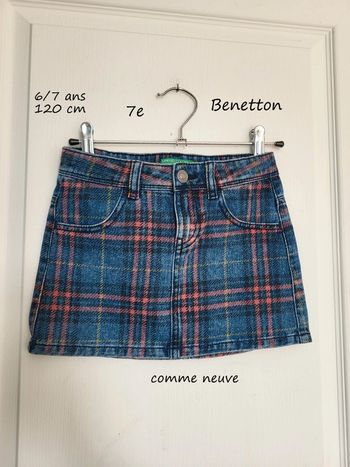 Jupe jean à carreaux Benetton