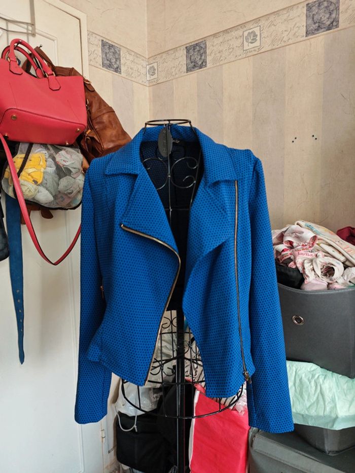 Veste blouson de moto en bleue Royale